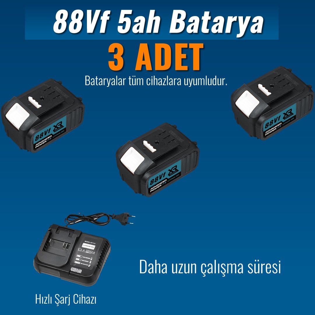 Bosch Plus BP008 Akülü Süper 5li Set Makina 88vf 5ah bataryalar