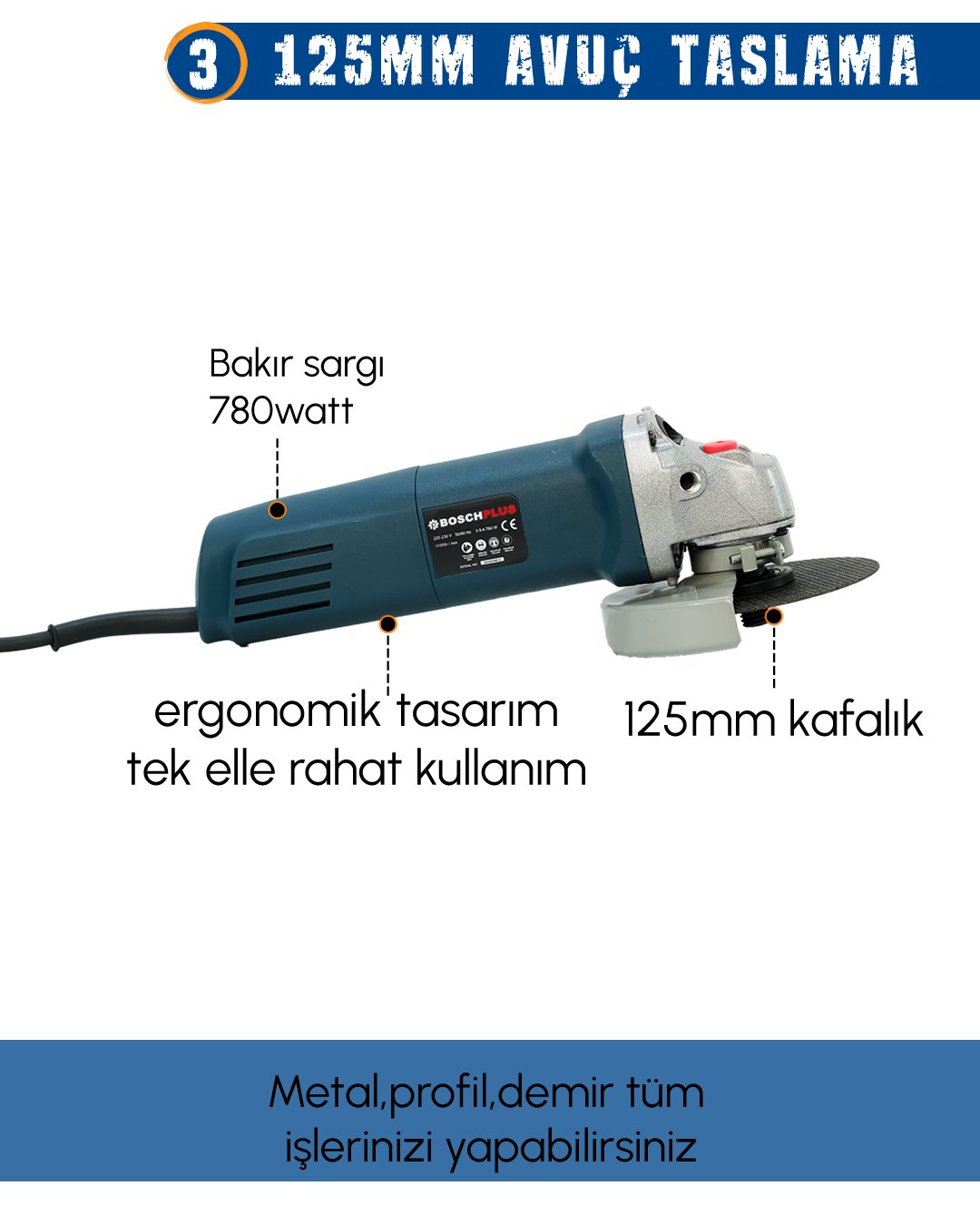 BoschPlus BP010 Elektrikli 4 lü Makine Seti  avuç taşlama özellikler