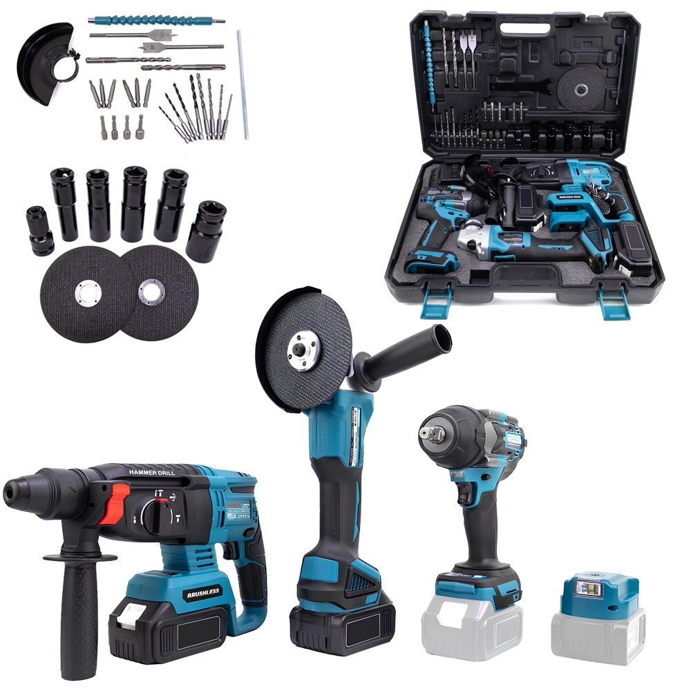 BoschPlus BP019 Akülü Kömürsüz 3IN1 Set Makine (800Nm Somun Sökme, Kırıcı Delici , 125mm Avuç Taşlama, Powerbank ve Led) 88Vf 10P