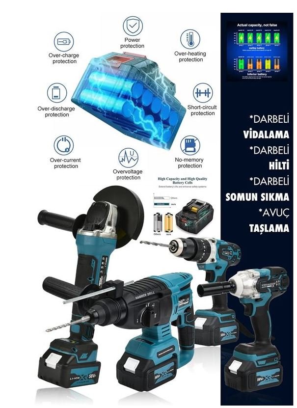 Bosch Plus BP001 Akülü Ultra 4lü Set Makina 58vf 5ah